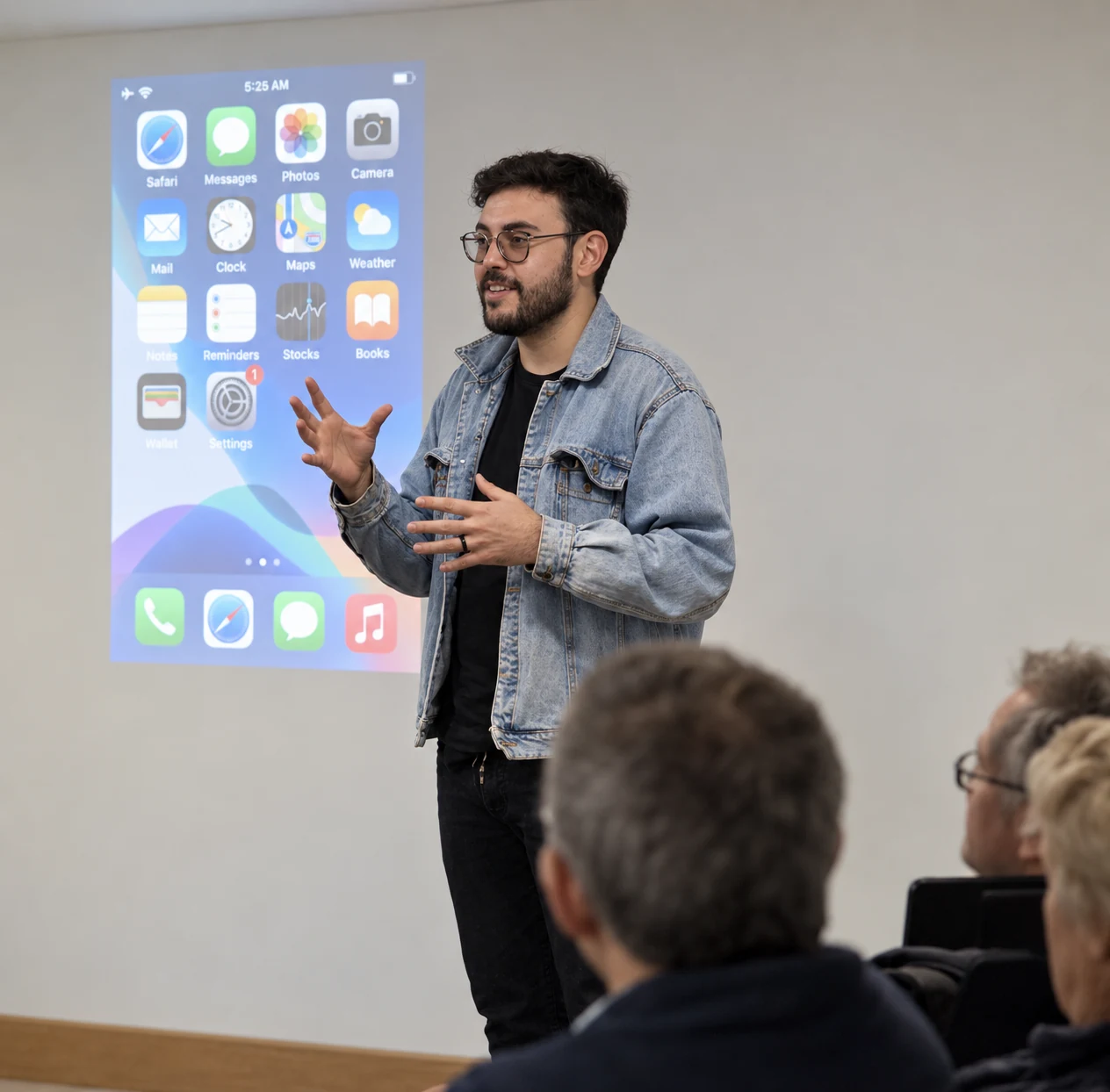Alex Santos teaching a digital skills class