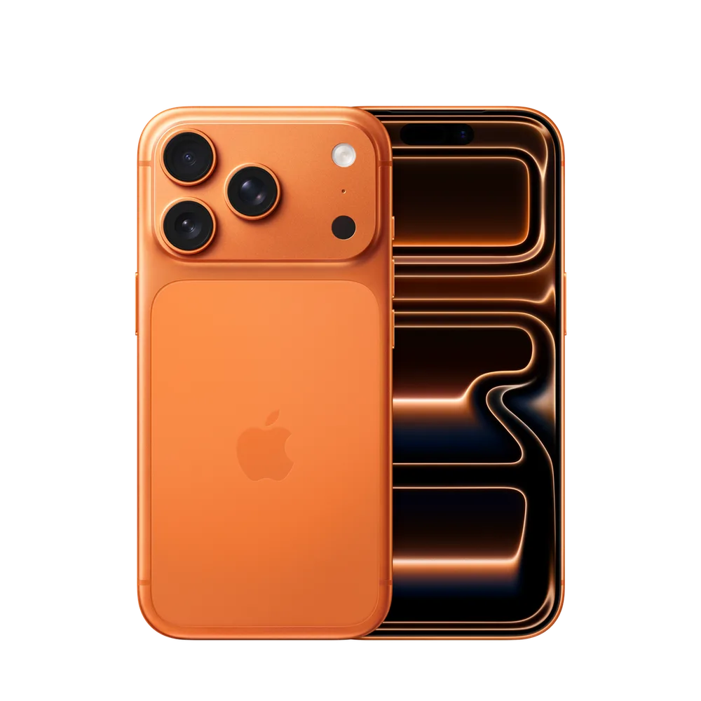 iPhone 17 Pro in cosmic orange, front and back